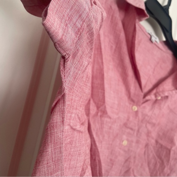 Madewell Red Short Sleeve Button-up Front Knot Shirt In Large - Picture 8 of 12